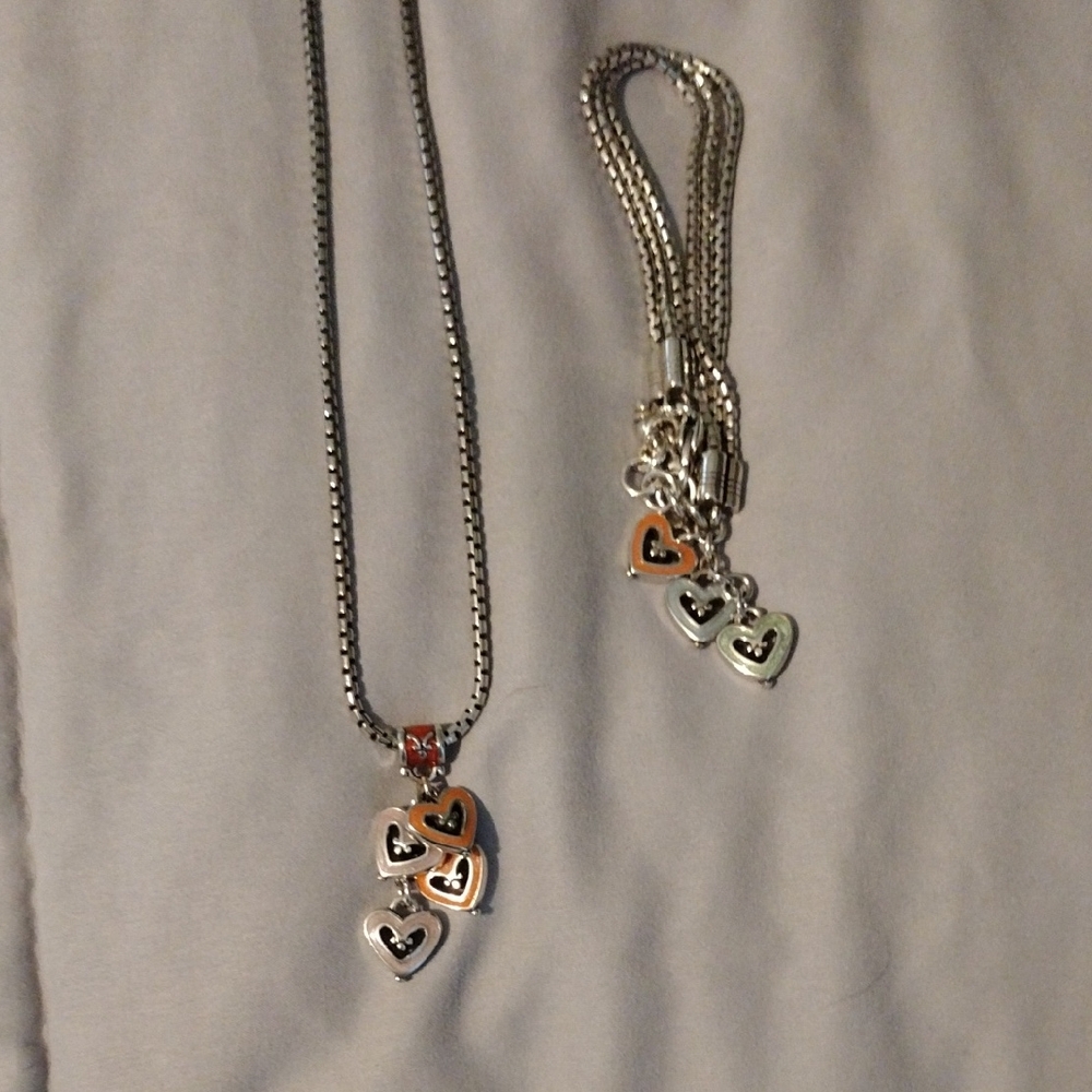 Brighton Silver and Colored Heart Necklace Set